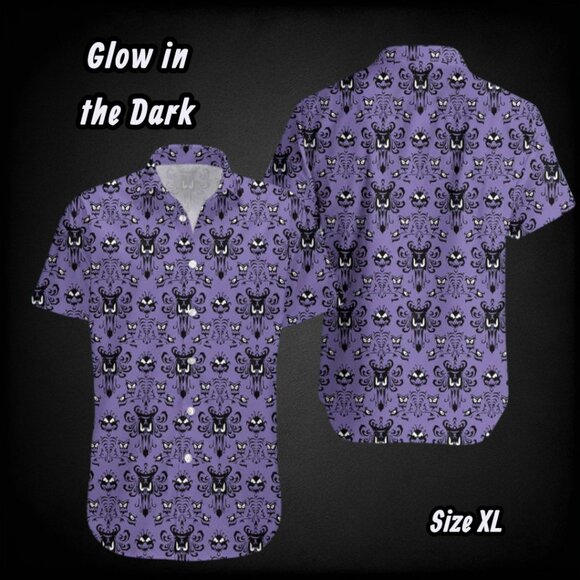 Sheshow Other - The Haunted Mansion Novelty Glow in the Dark Short Sleeve Oversized Mens Shirt